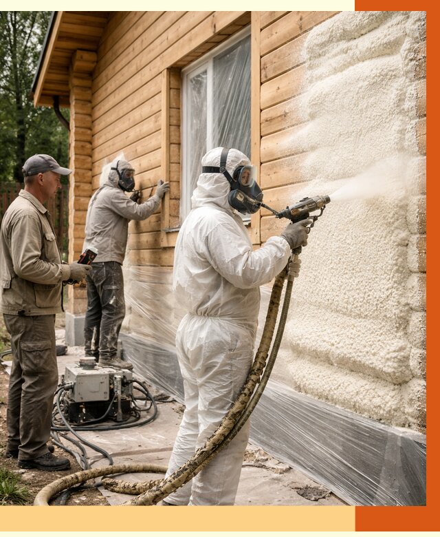 Утепление дома из бруса ППУ в Нефтеюганске от 3915 руб/м2 под ключ | ТепломастерНфт