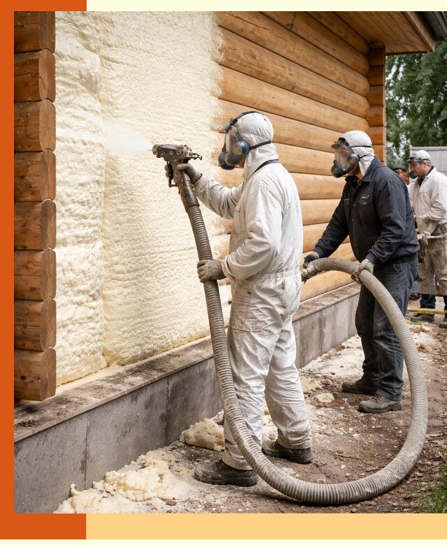 Утепление дома из бруса пенополиуретаном в Нефтеюганске