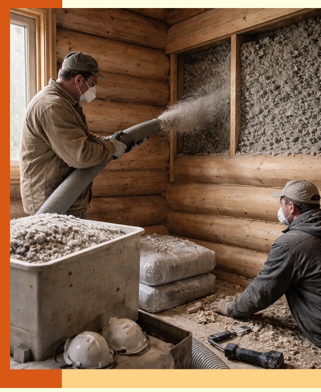 Утепление дома из бруса эковатой в Нефтеюганске