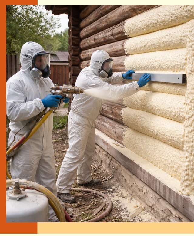 Утепление бревенчатого дома ППУ в Нефтеюганске эффективной изоляцией