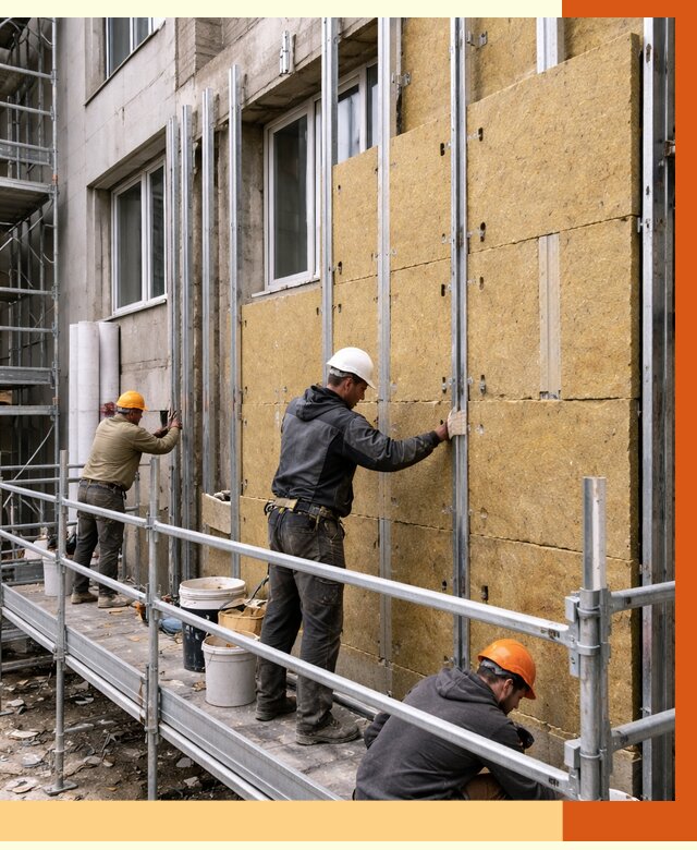 Утепление вентилируемого фасада в Нефтеюганске от 5694 руб/м2 — монтаж и утепление вентфасад | ТепломастерНфт