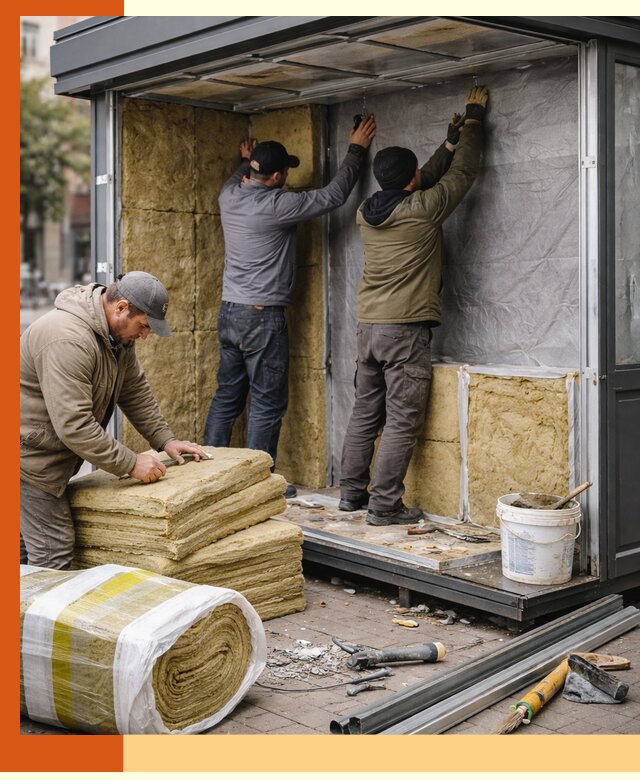 Утепление павильона шаурмы под ключ в Нефтеюганске