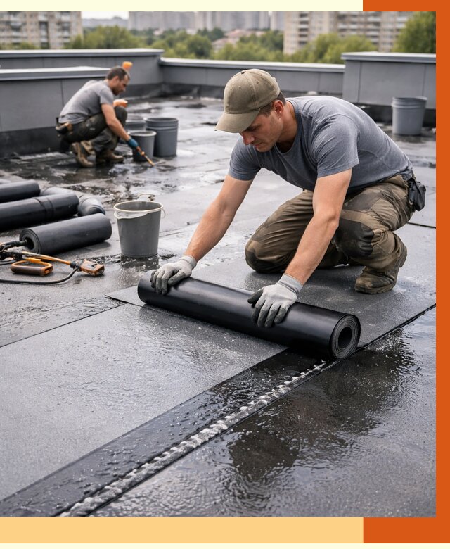Гидроизоляция плоской кровли в Нефтеюганске от 4576 руб./м2 — профессионально | ТепломастерНфт