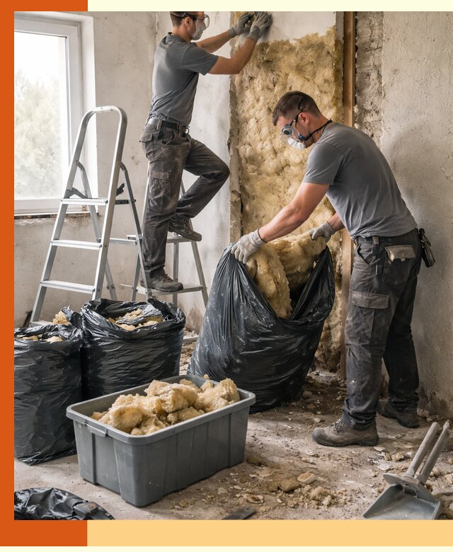 Демонтаж старого утеплителя и вывоз отходов в Нефтеюганске